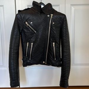 Bagatelle Womens Black Faux Leather Moto Jacket